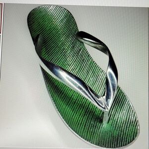 Metal CATCH ALL KEY HOLDER CANDY DISH SILVER FLIPFLOPS luau Trinket party Shoe